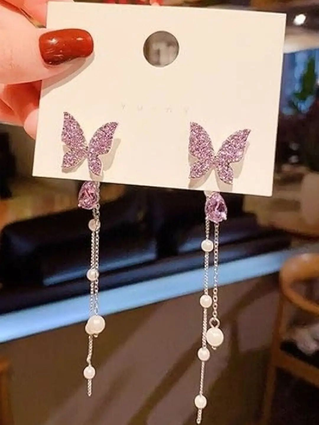 Lavender Butterfly Pearl Drops