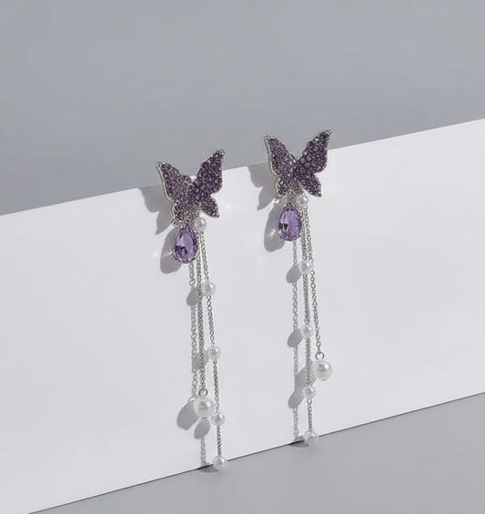 Lavender Butterfly Pearl Drops