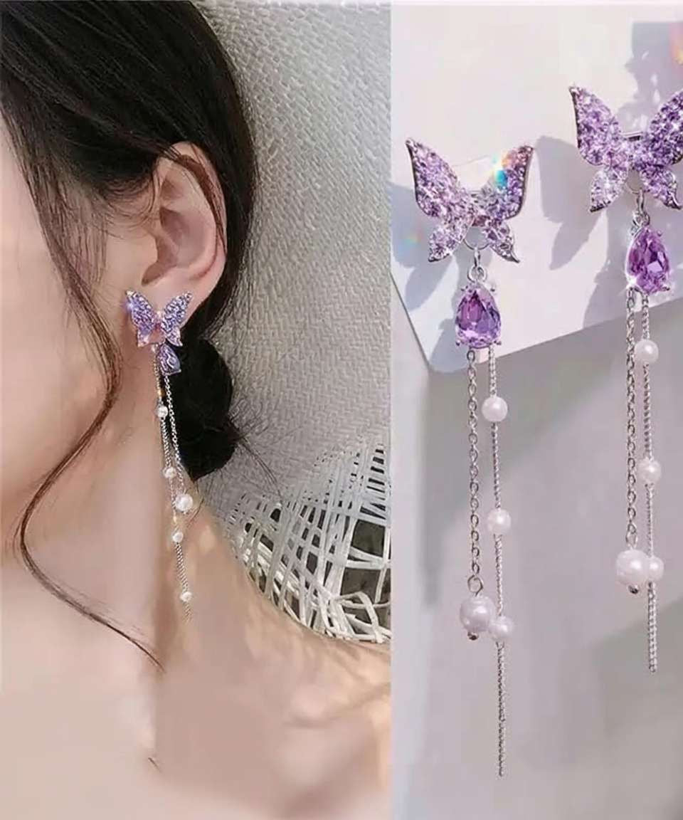 Lavender Butterfly Pearl Drops