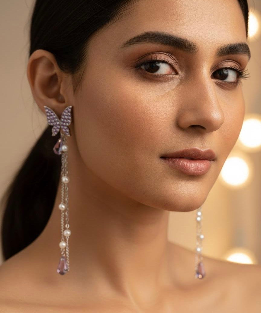 Lavender Butterfly Pearl Drops