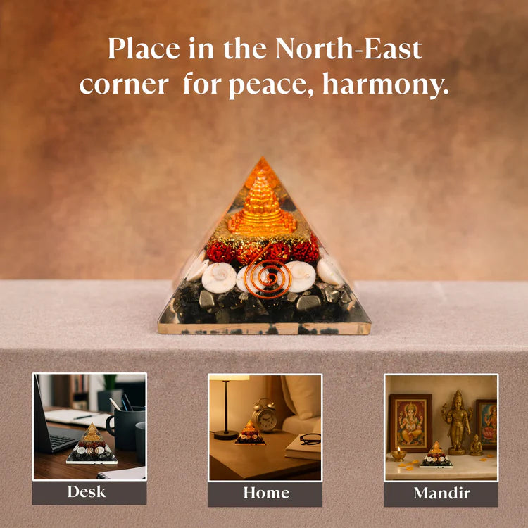 Money Magnet Pyramid – Energized 🛕Laxmi yantra Pyrite Pyramid 💰Get 1 Free Zibu Coin