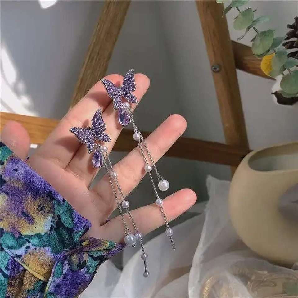 Lavender Butterfly Pearl Drops