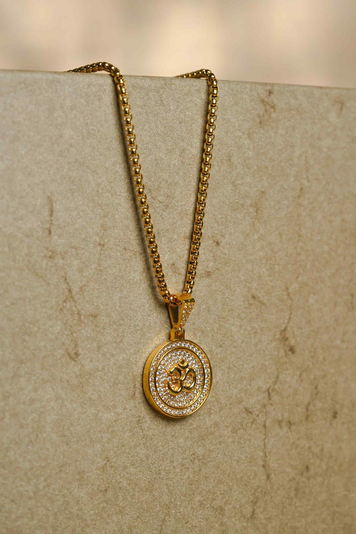 Om Symbol Dimond Pendant With Chain