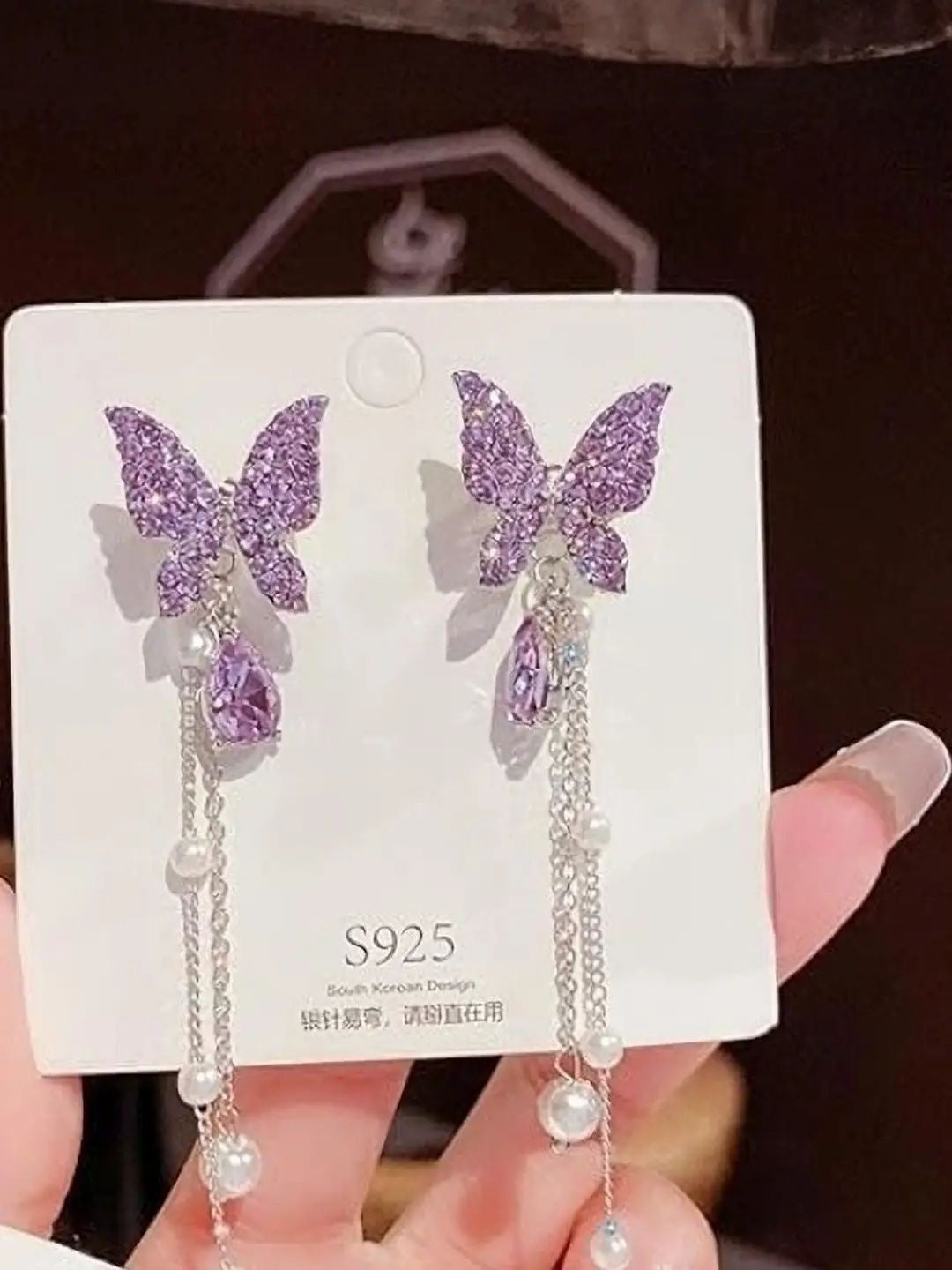 Lavender Butterfly Pearl Drops