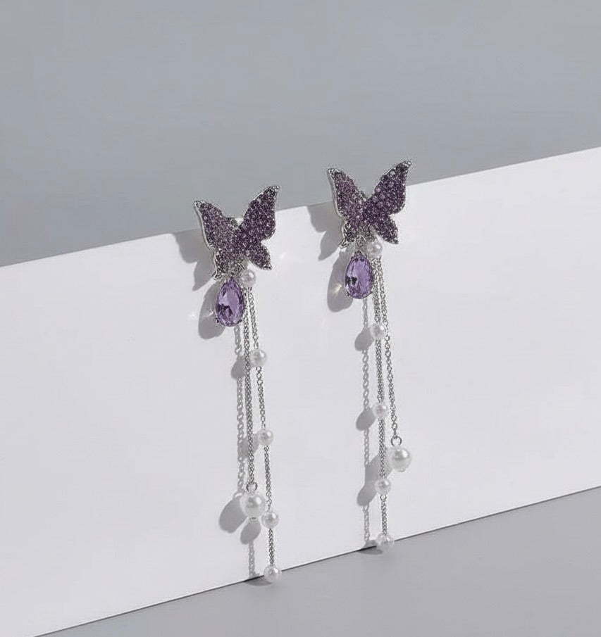 Lavender Butterfly Pearl Drops