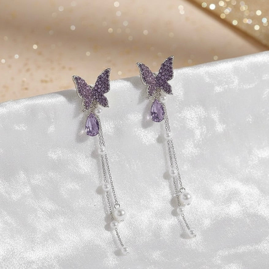 Lavender Butterfly Pearl Drops