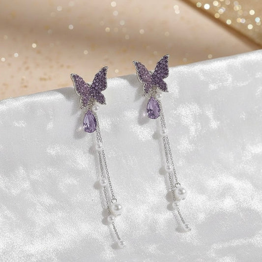 Lavender Butterfly Pearl Drops